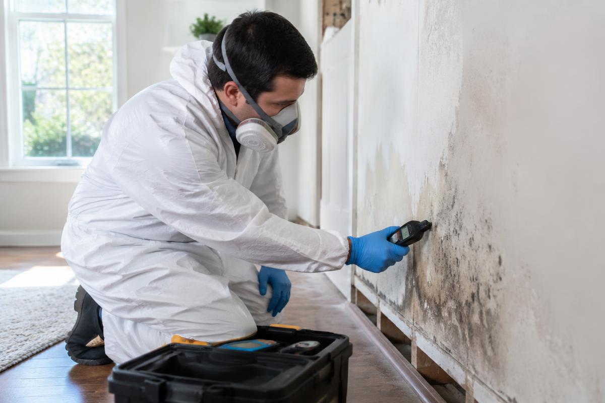 Restoration professionals assessing property damage